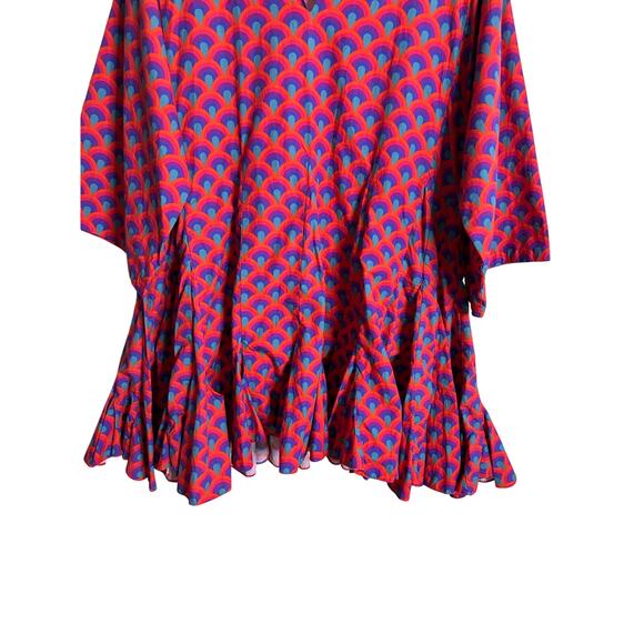 Rhode Ryan Dress in Red Retro Rainbow Print Mini Womans XL - Picture 5 of 11